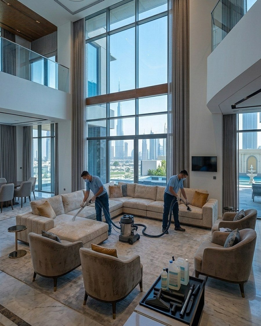 Sofa extraction in a double-height penthouse